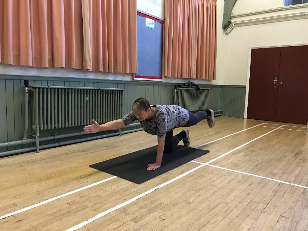 Picture of Diana demonstrating Pilates position