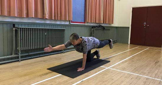 Picture of Diana demonstrating Pilates position